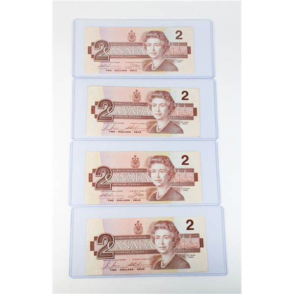 #204 1986 Canada $2 Two Dollar Bill Banknote Lot