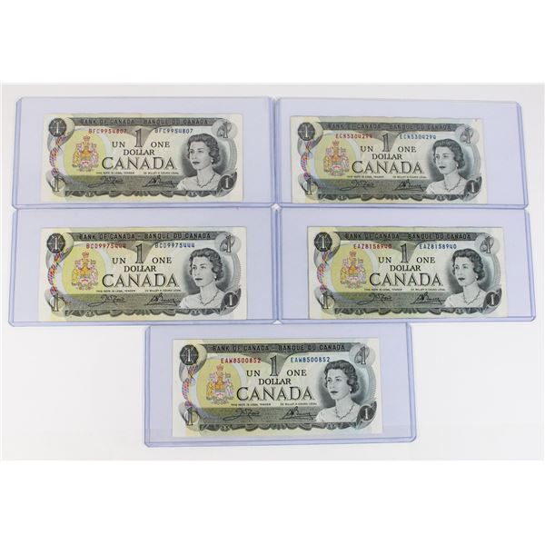 #207  1973 Canada $1 One Dollar Bill Banknote Lot