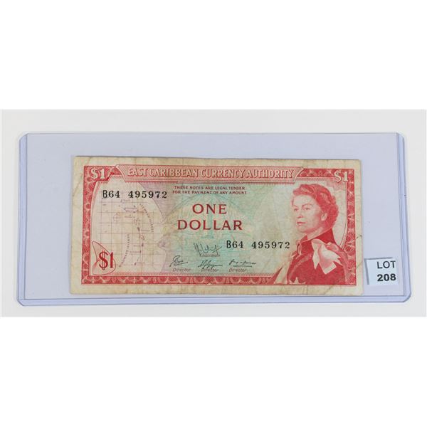 #208 1965 $1 East Caribbean Currency Authority