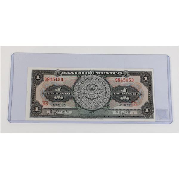 #212 July 1970 Mexico 1 Uno Peso Banknote
