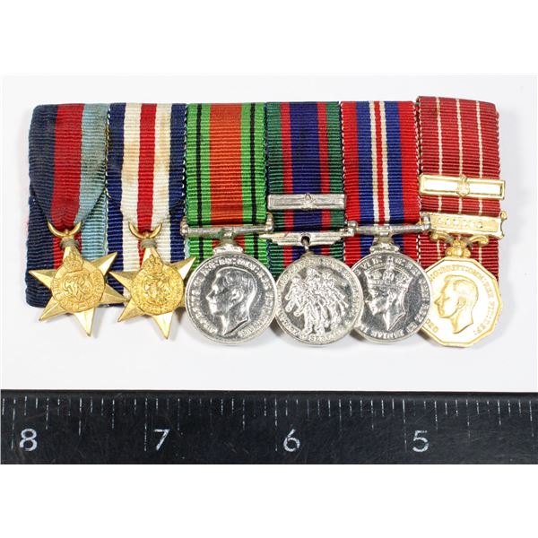 #260 WW2 Canada Miniature 6 Medal Bar CVSM CD