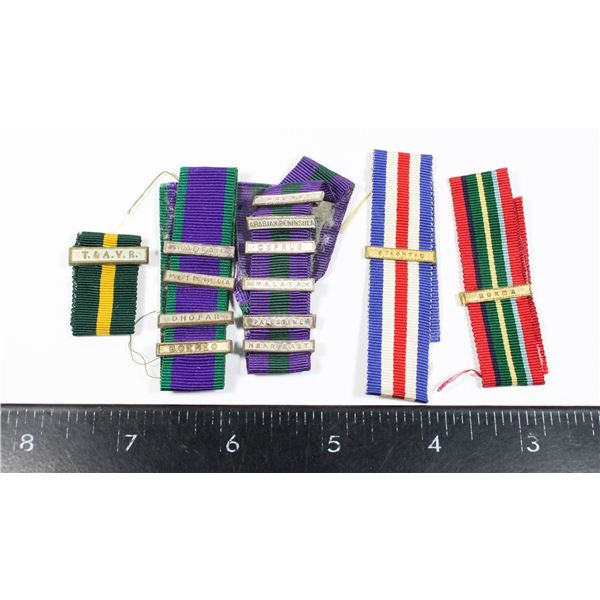 #276 British Miniature Medal Clasps lot 13 +Ribbon