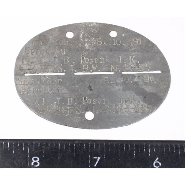 #308 WW1 Imperial German Dogtags ID Disc Infantry