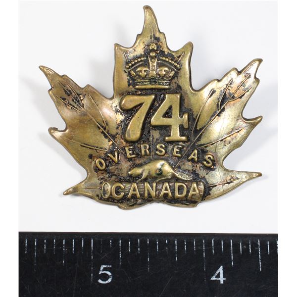 #331  WW1 Canada 74th CEF Cap Badge Peel and York