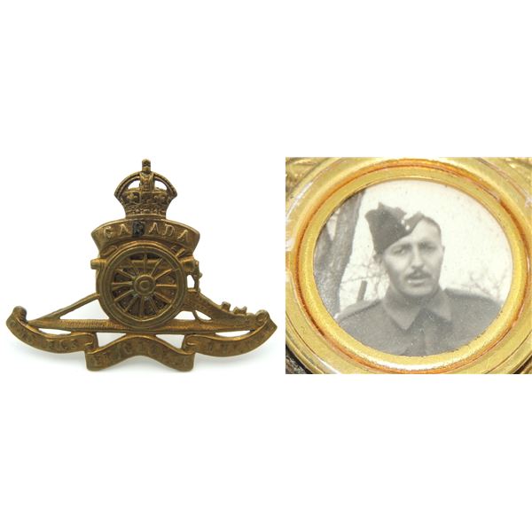 #335 WW1 WW2 Royal Canadian Artillery photo badge