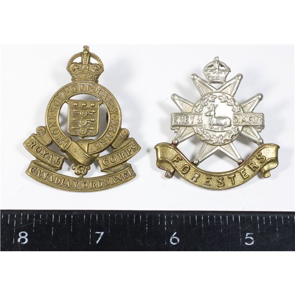 #350 WW2 Canada Cap badge lot RCOC Grey & Simcoe