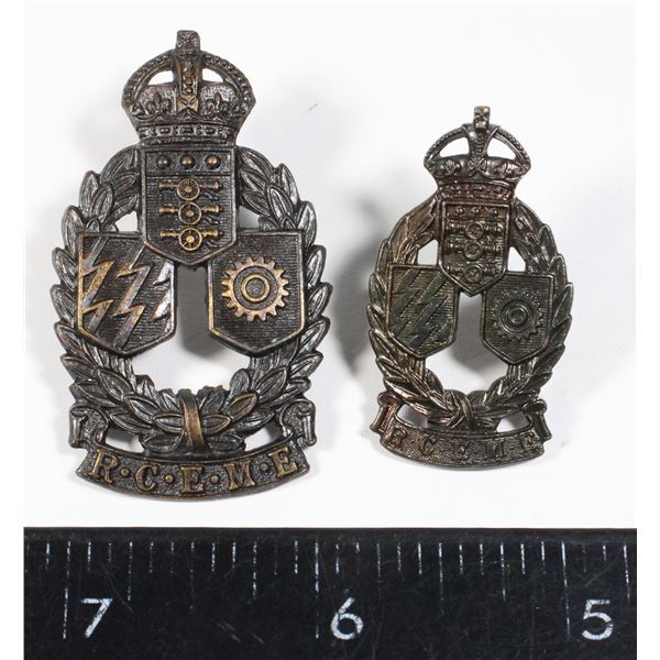 #351 WW2 RCEME Cap Badge and Collar Badge