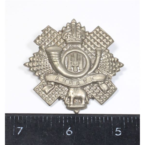 #366 WW2 British Cap Badge HLI Assaye Regiment