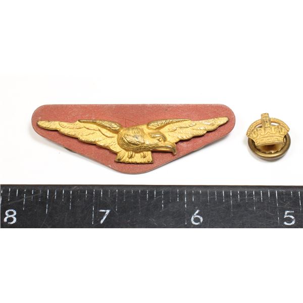 #379 WW2 Gilt Royal Canadian Air Force wedge badge