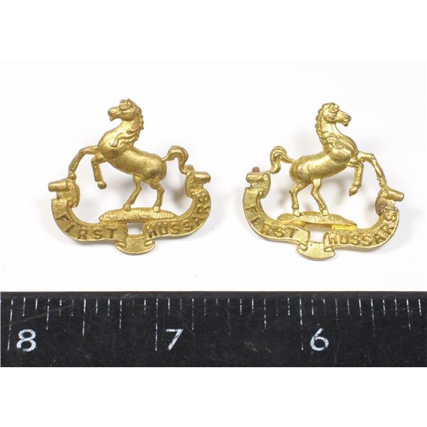 #385 WW2 Canadian First Hussars Collar Badge Pair