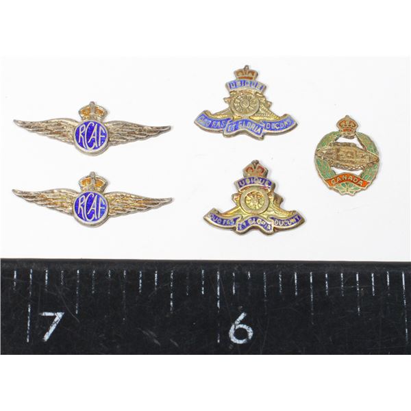 #401 5 Canadian Sterling Silver Sweethearts Badges