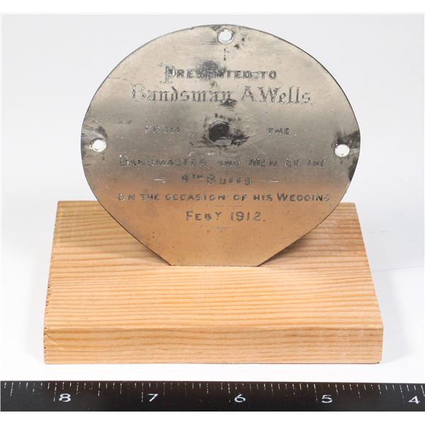 #410 1912 4th Buffs Presentation Plaque