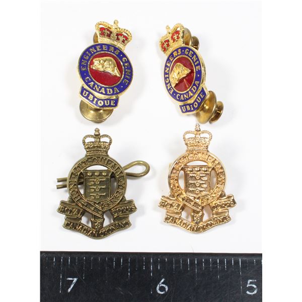 #447  2 Pairs Canadian Engineer Collar Badges +