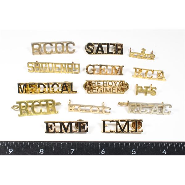 #455 Large lot assorted Shoulder titles RCR EME