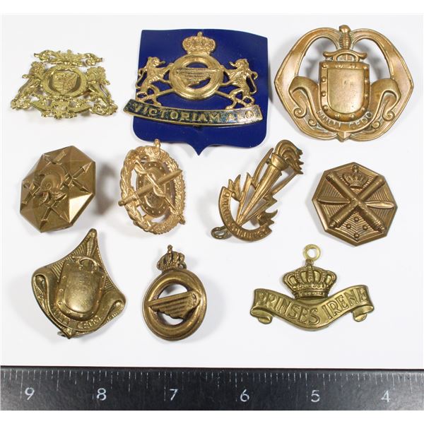#462  Lot of 10 European Military Dutch Badges