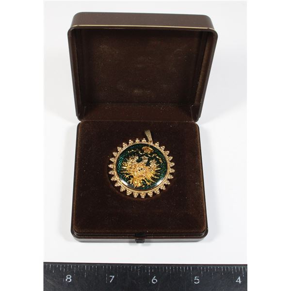 #473 1980's German Federal Eagle Medal badge cased