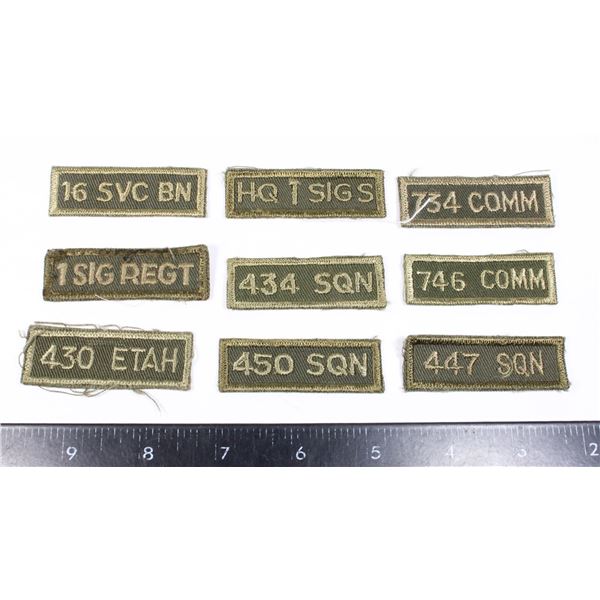 #548 9 Canadian Military Shoulder Titles Regiments