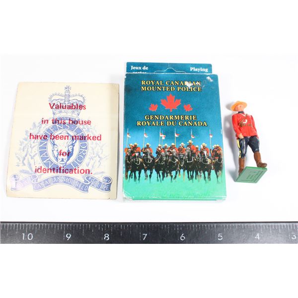 #629 RCMP Britains Toys Small Statue, Cards, Decal