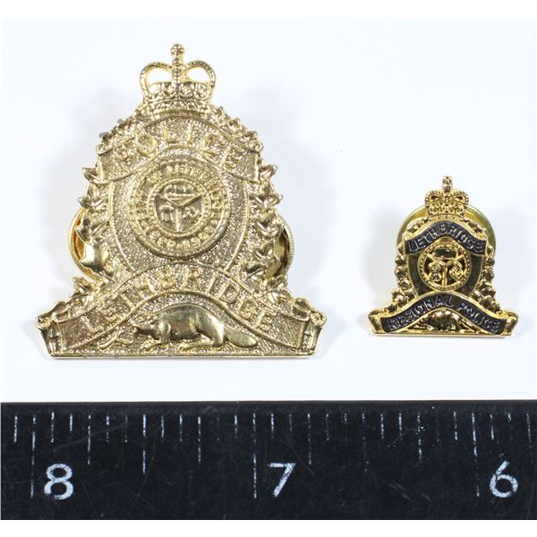 #641 Lethbridge Police Collar Badge and Pin lot
