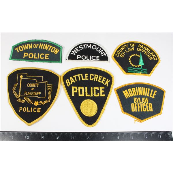 #693 Lot of 6 Assorted Police Patch Crest Insignia