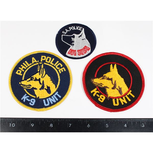 #707 Lot of 3 K9 K-9 Police Patch Badges SA USA