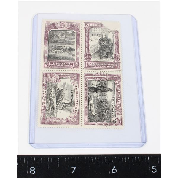 #726 WW1 British Lusitania Propaganda Stamps