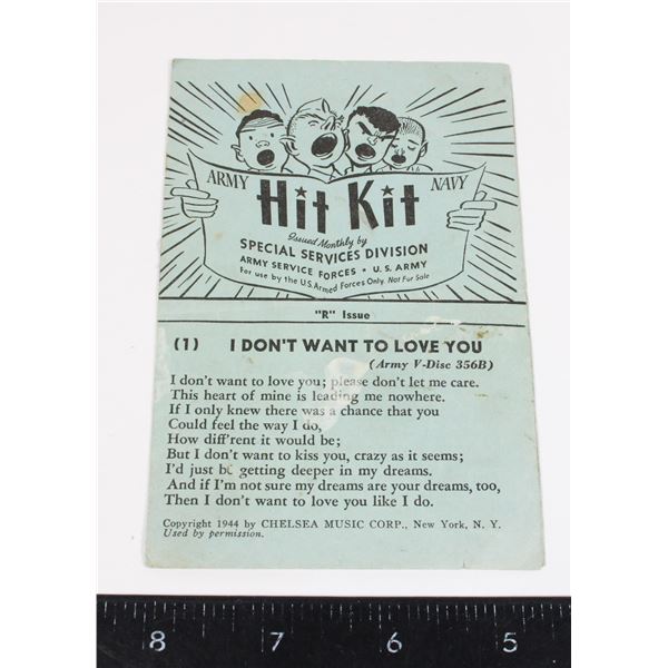 #732 WW2 US 1945 Army Navy Hit Kit Song Booklet