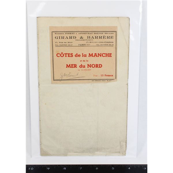 #736 WW2 French Civillian Map France Mer Du Nord