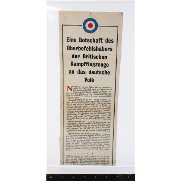 #743 WW2 Anti-Nazi Propaganda Leaflet RAF