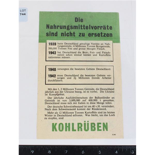 #744 WW2 1942 Anti-Nazi Propaganda Leaflet