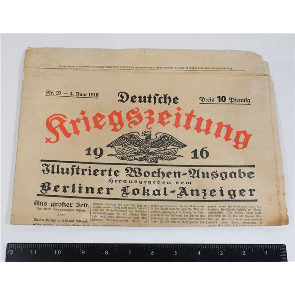 #749 WW1 German Newspaper w/ Shooting Vehicle