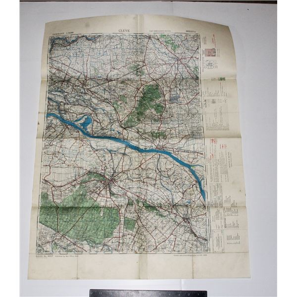 #756  WW2 1944 British Military Map Cleve Kleve