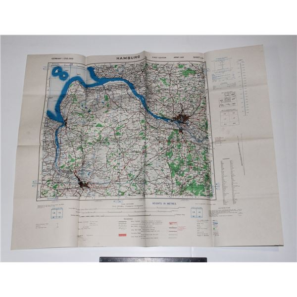 #758 WW2 1943 British Military Map Hamburg
