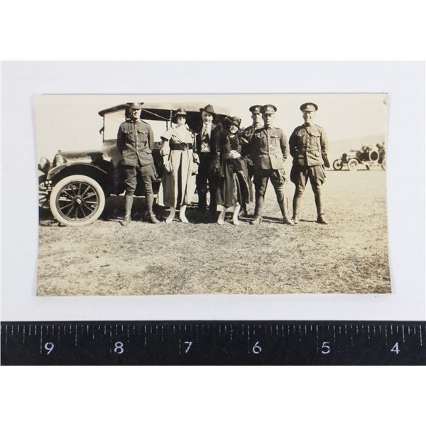 #796 WW1 Canadian Photograph Soldiers by car