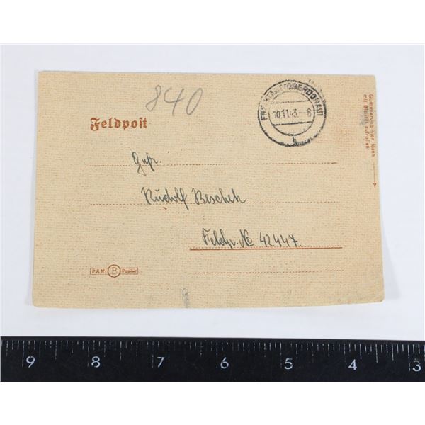 #803 WW2 1943 German Feldpost Field Post Card