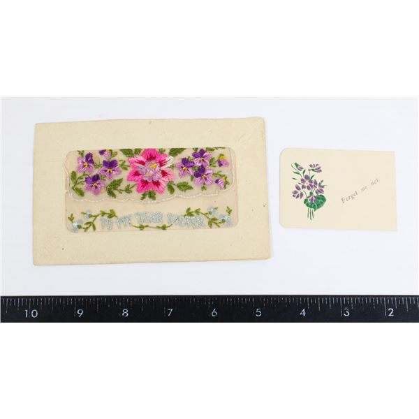 #807 WW1 Silk Postcard 1918 "To my Dear Sister"