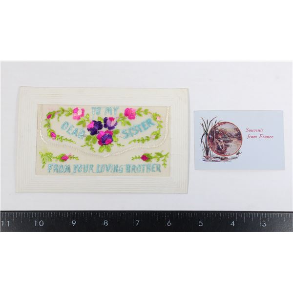 #809 WW1 Silk Postcard Souvenir from France