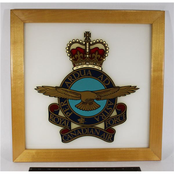 #825 Framed Glass Royal Canadian Air Force Plaque