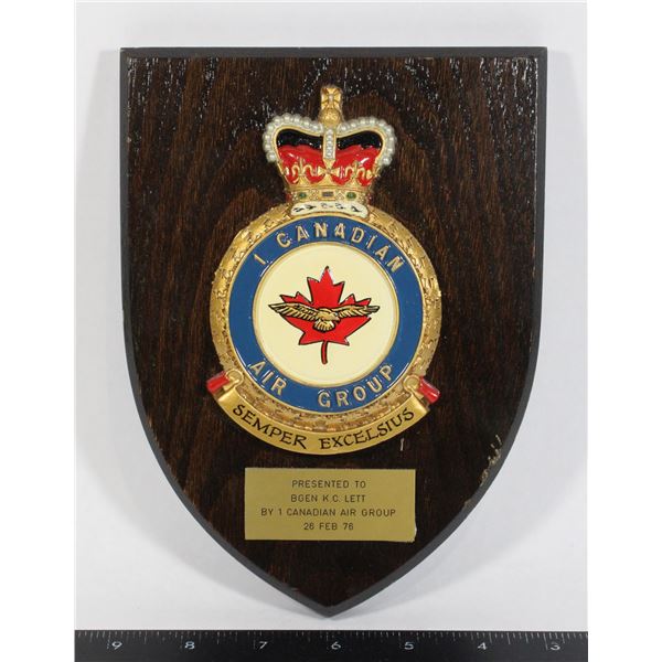 #851 1 Canadian Air Group Presentation Plaque 1976