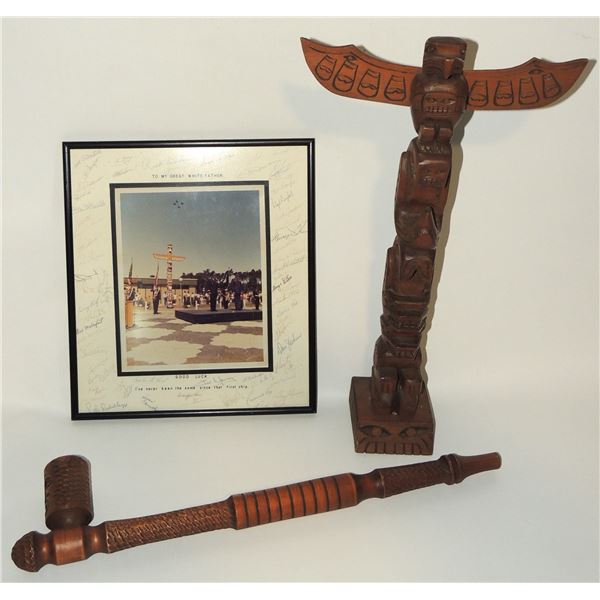 #869 Military Presentation Totem Pole Signed Group