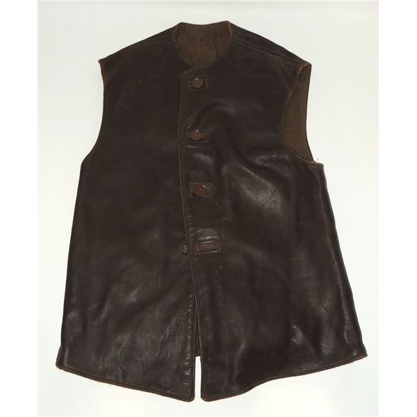 #924 WW2 British Leather Jerkin Vest Named