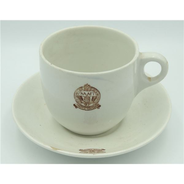 #960 WW2 British NAAFI Cup and Saucer China Set