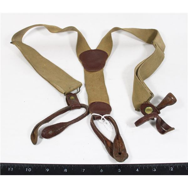#969 1940's Police Suspenders Leather/Fabric