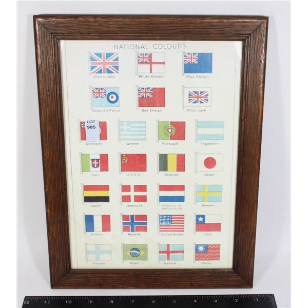 #985 Pre WW2 National Colours Flag Print Framed