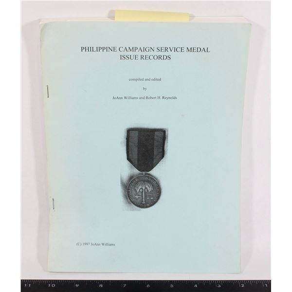 #1025 Philippine Campaign Service Medal Roll Book
