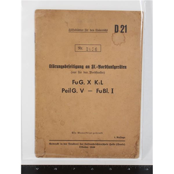 #1079 WW2 1940 German Luftwaffe Radio Booklet