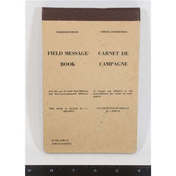 #1125 Canadian Forces Field Message Book June 1973