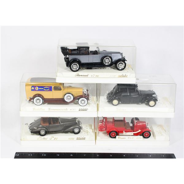 #1370 Solido French Made Metal Cars Lot of 5