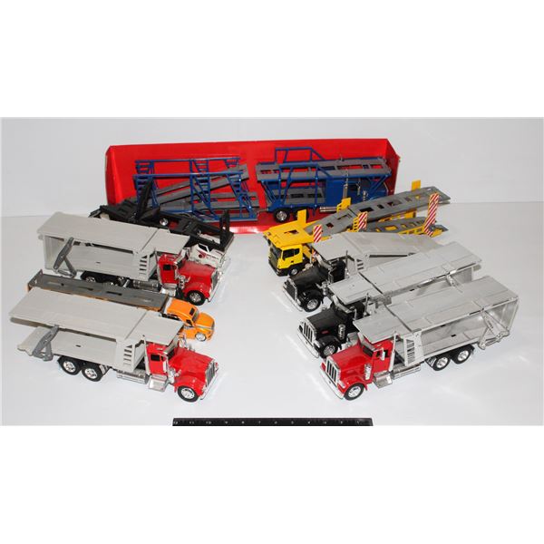 #1374 Lot of 9 Large Size Toy Trucks Car Carrier
