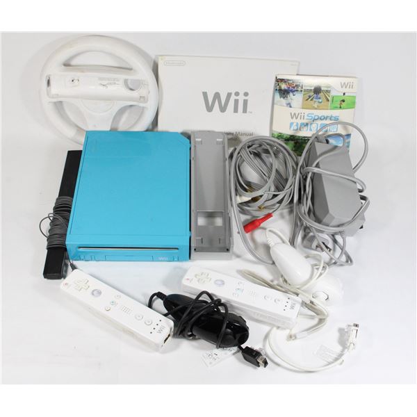 #1398 Nintendo Wii System Blue Working w/ Game